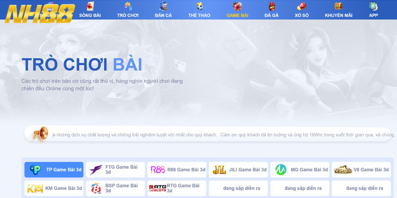 Không gian game bài mới lạ với nhiều trò hấp dẫn 